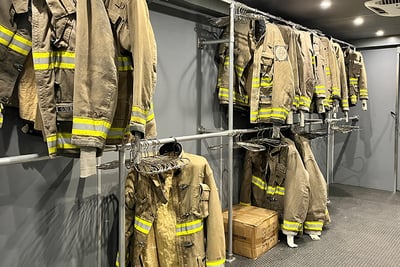 Turnout gear in the interior of a field decontamination vehicle.