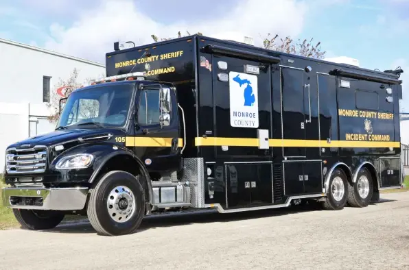 Monroe County Sheriff mobile command vehicle used for emergency response and incident coordination in Michigan.
