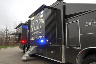 An image of the Hunterdon county command unit, showcasing slideout steps