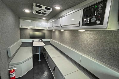 The interior of a hostage negotiation vehicle.